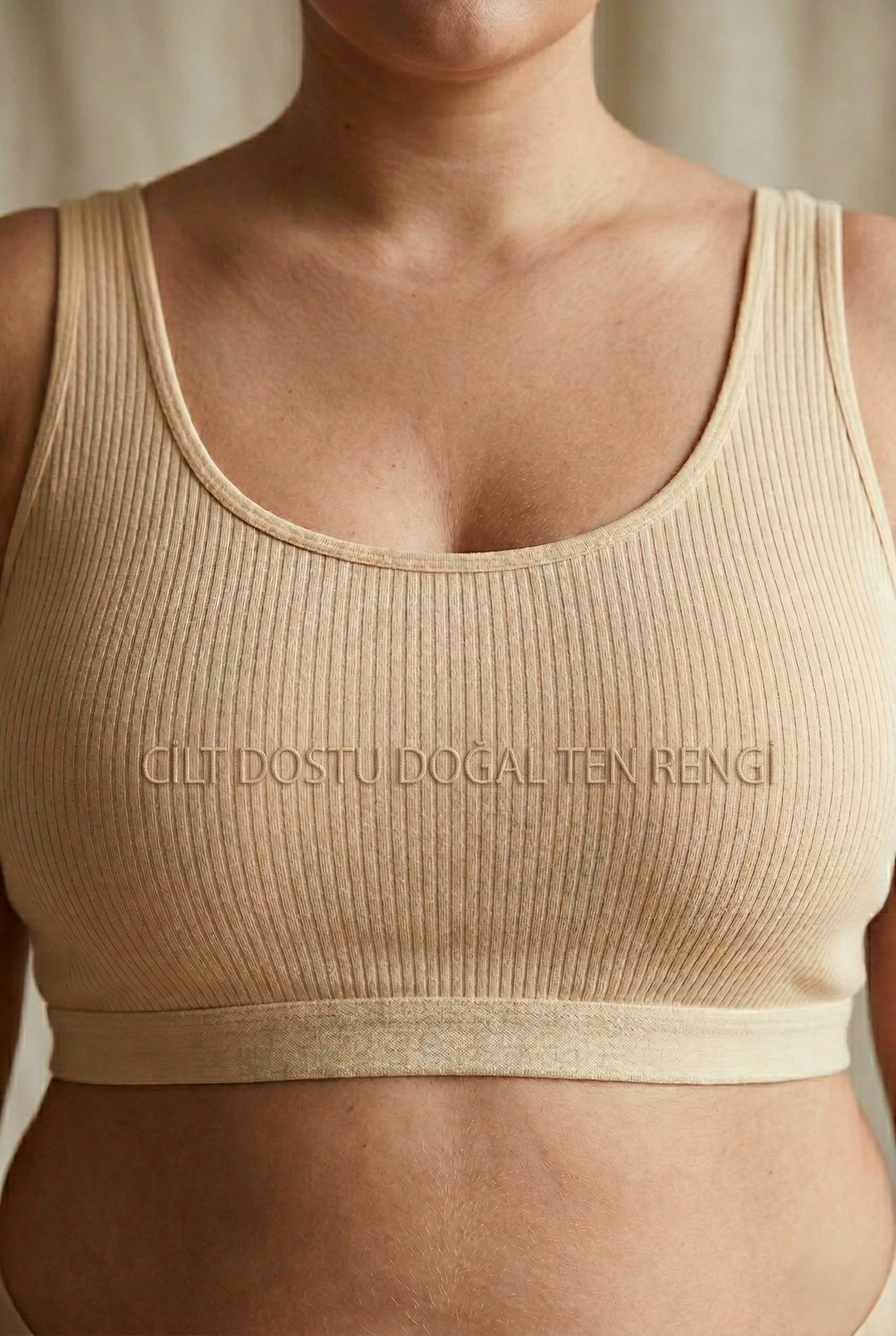 Underwear Bodyway 3'lü Set Büyük Beden Pedli Ribana Fitilli Büstiyer Kalın Askılı Battal Boy Yarım Atlet Sütyen görsel 2