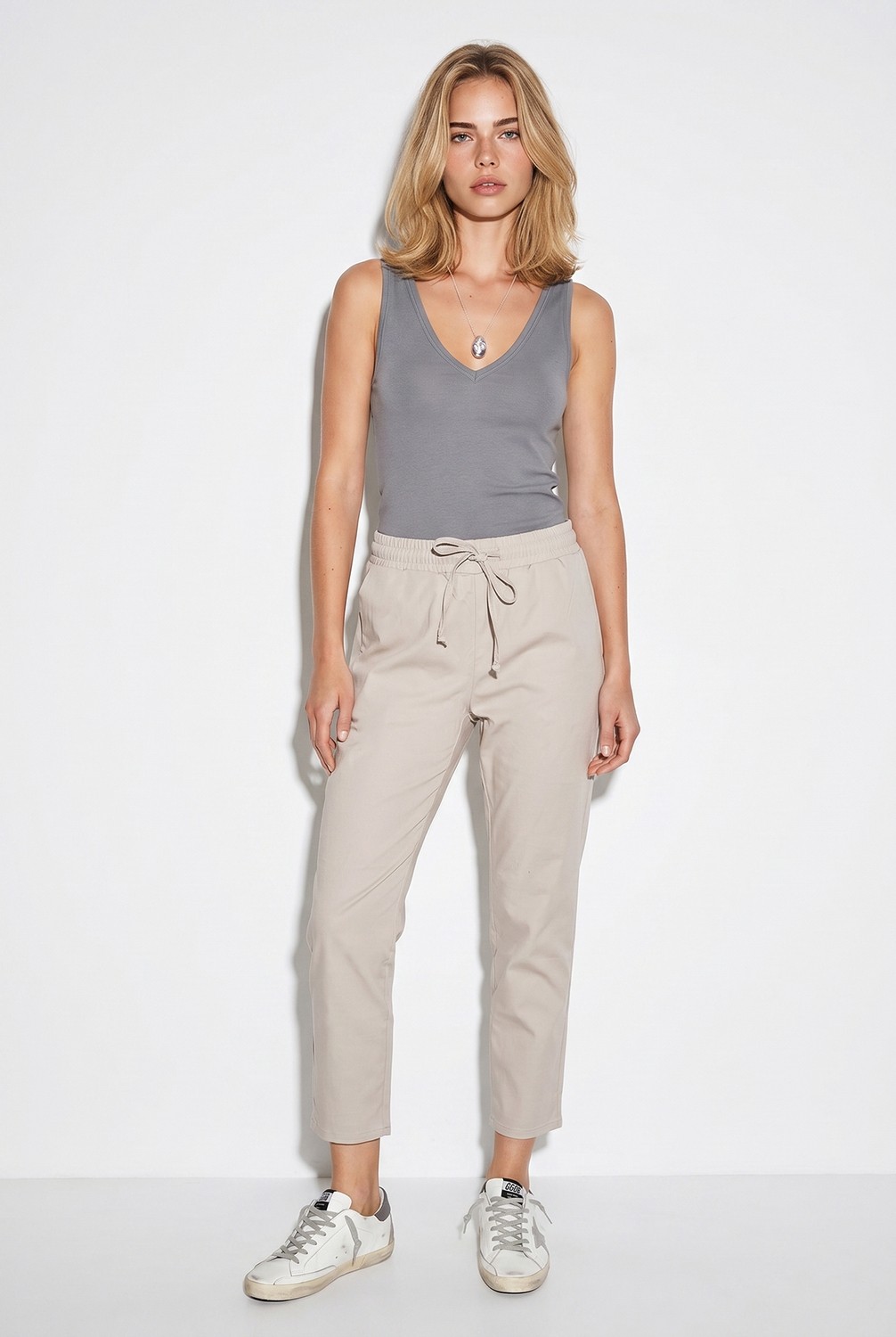 Vena Kadın Alian Beli Lastikli Summer Gabardin Pantolon - Vizon