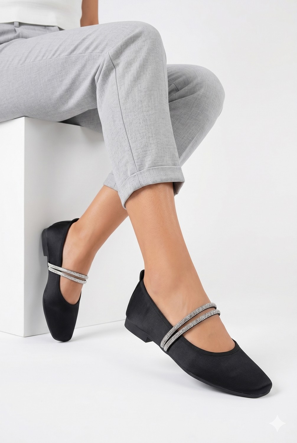 Nmoda Kadın Saten Babet Taş Detaylı Şık Günlük ve Özel Gün Ayakkabısı Ortopedik Hafif 👠✨