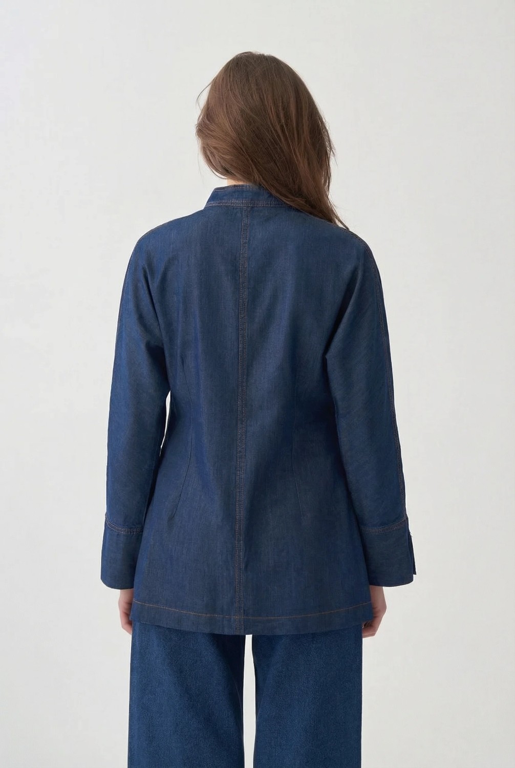 ALLDAY Açık Mavi-Yakası Kuşak Detaylı Denim Bluz görsel 3