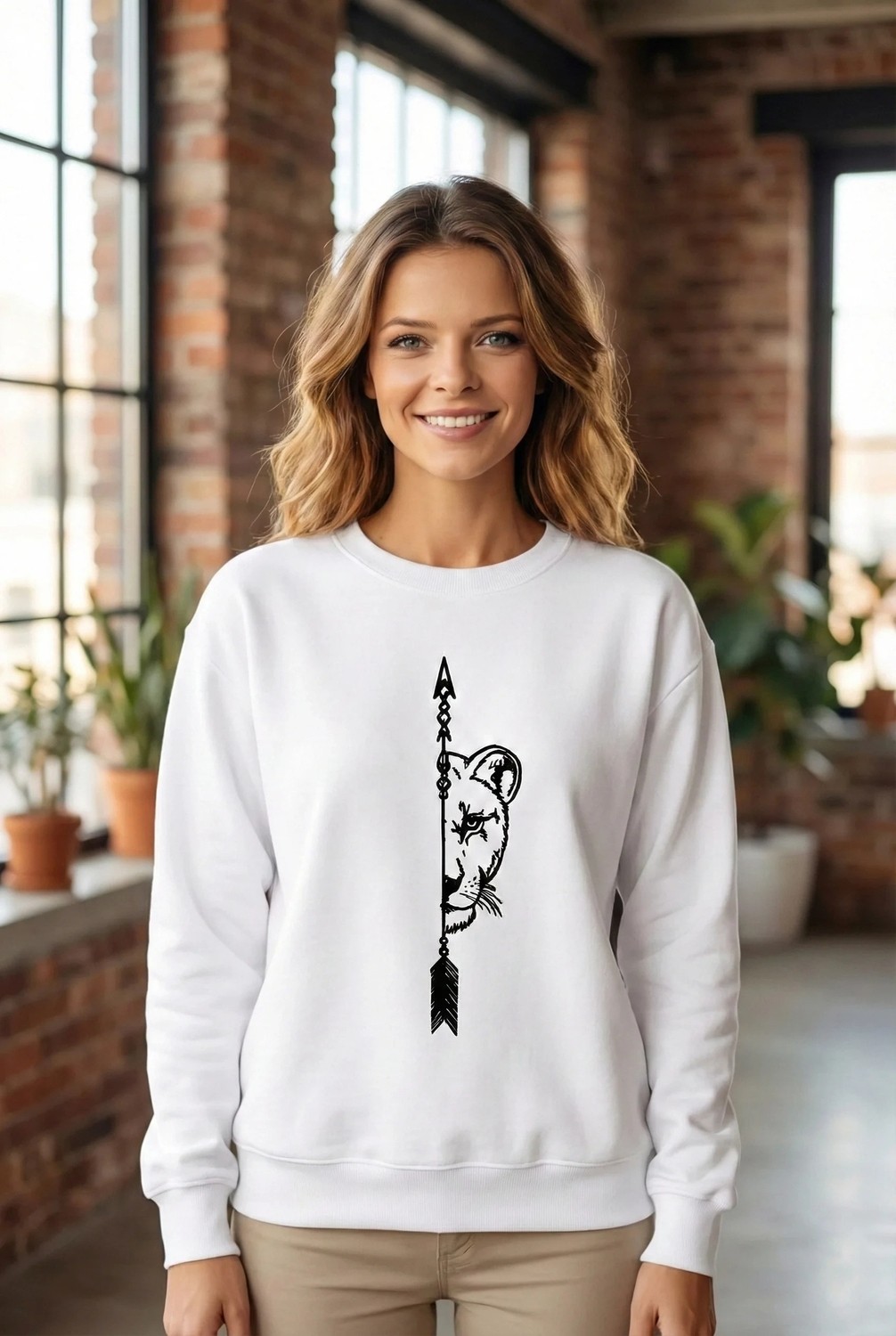 Tarz Yeri Sevgililer Günü Baskılı Oversize Bisiklet Yaka Sweatshirt - Beyaz