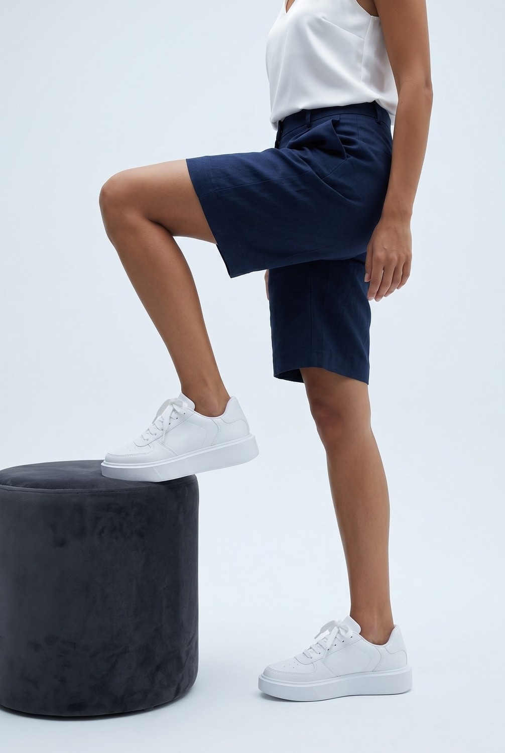 Marjin Kadın Sneaker Yüksek Taban Bağcıklı Spor Ayakkabı Azin Beyaz görsel 4