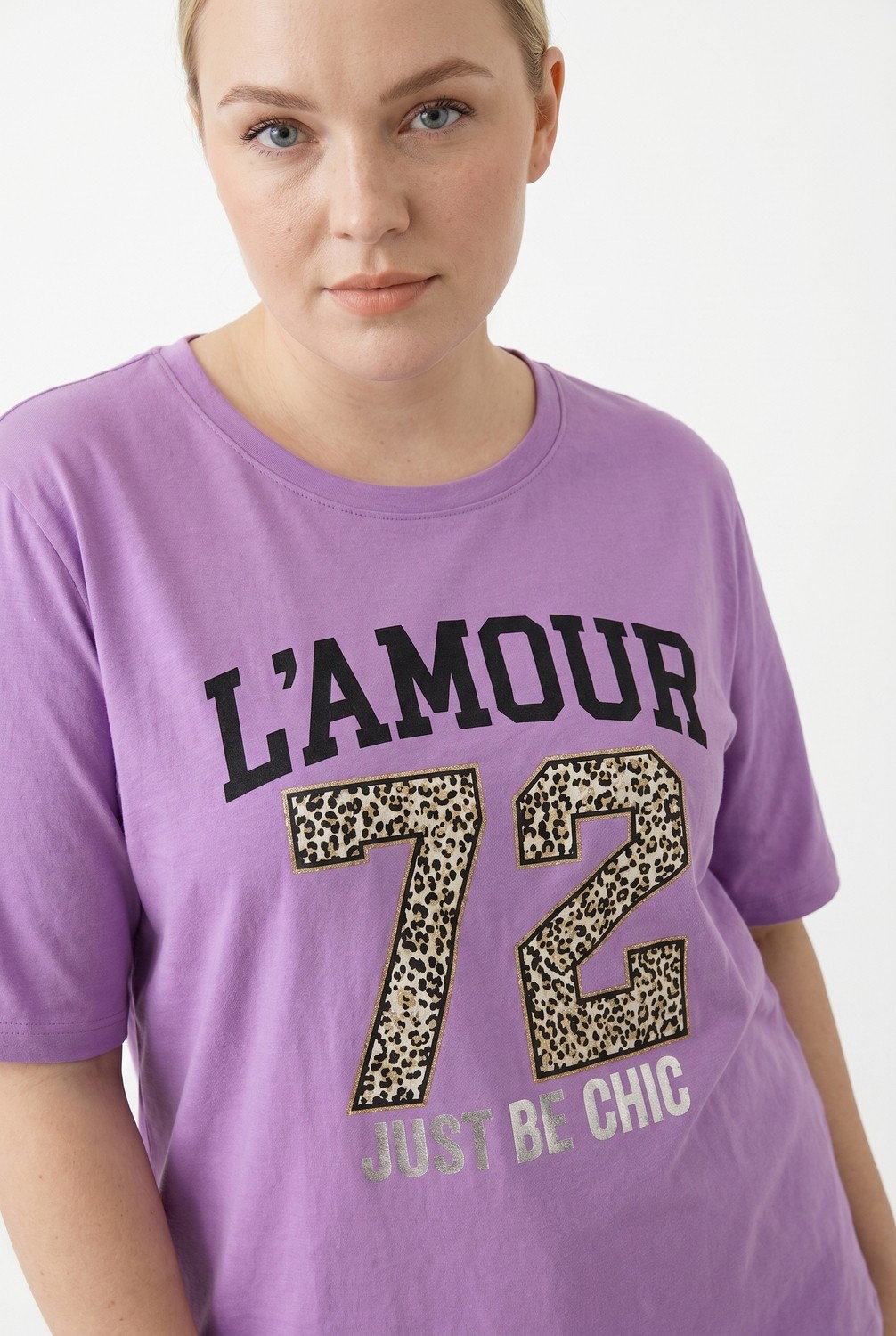Stil Diva Metalik Baskılı T-Shirt görsel 5