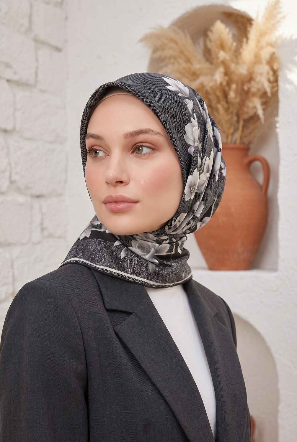 Armine Sport Twill Eşarp - 8532-102 Siyah görsel 3