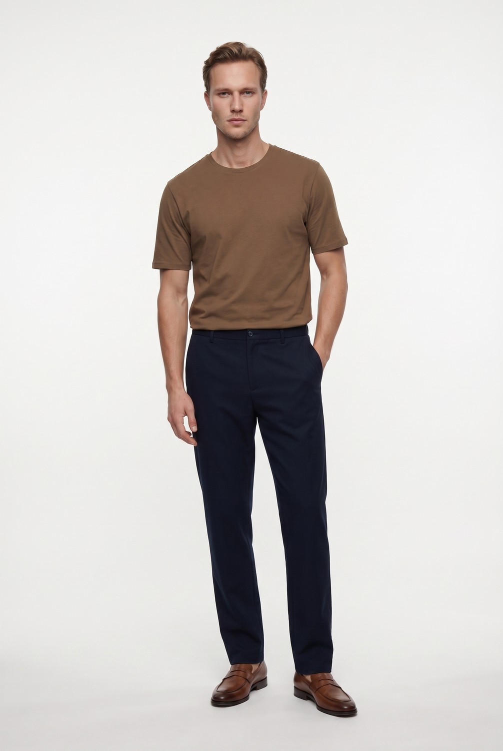 D'S Damat Ds Damat Comfort Fit Kahverengi Keten Karışımlı Chino Pantolon görsel 4