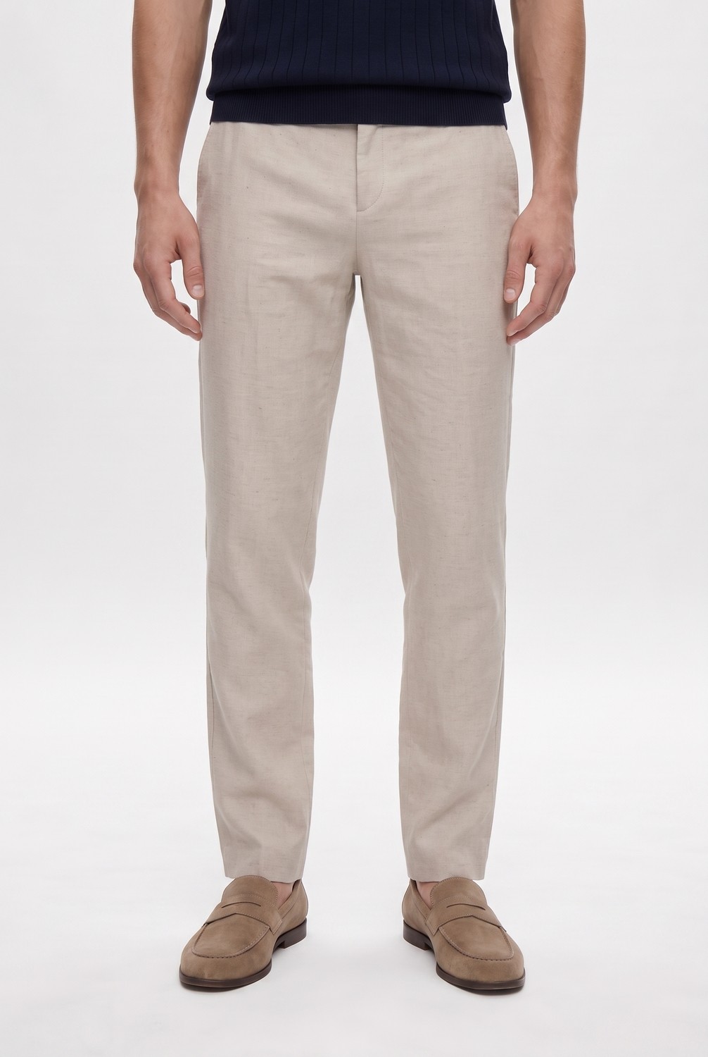 D'S Damat Ds Damat Comfort Fit Kahverengi Keten Karışımlı Chino Pantolon