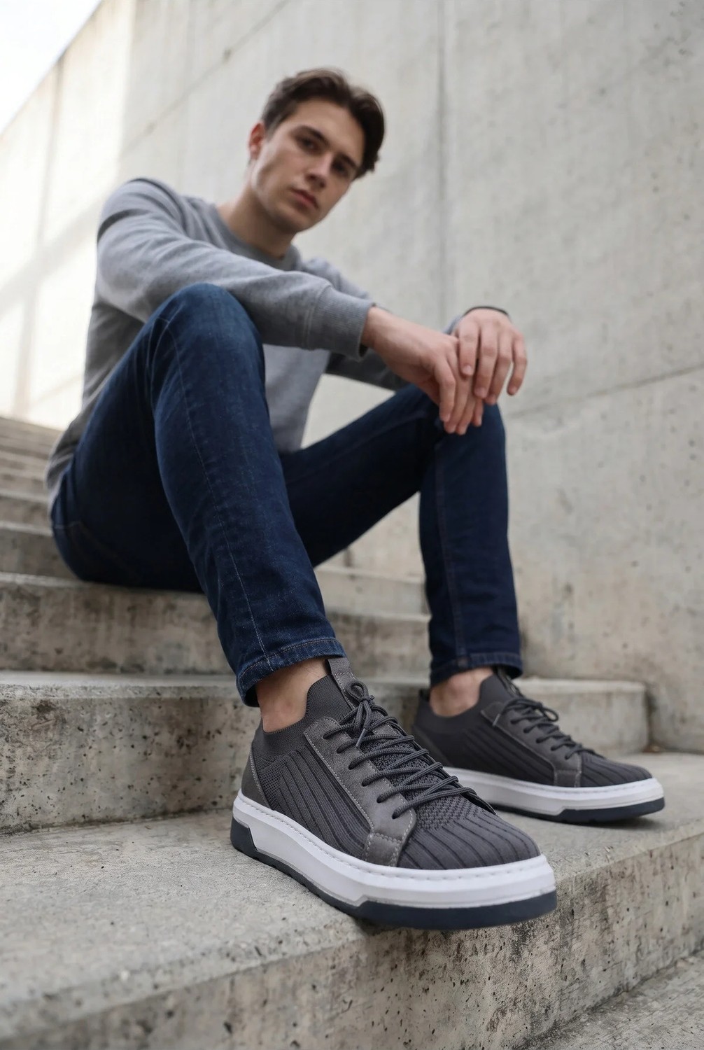 Sauron Erkek Spor Ayakkabı Örme Triko Nefes Alabilen Sneakers Pusped Tabanlı