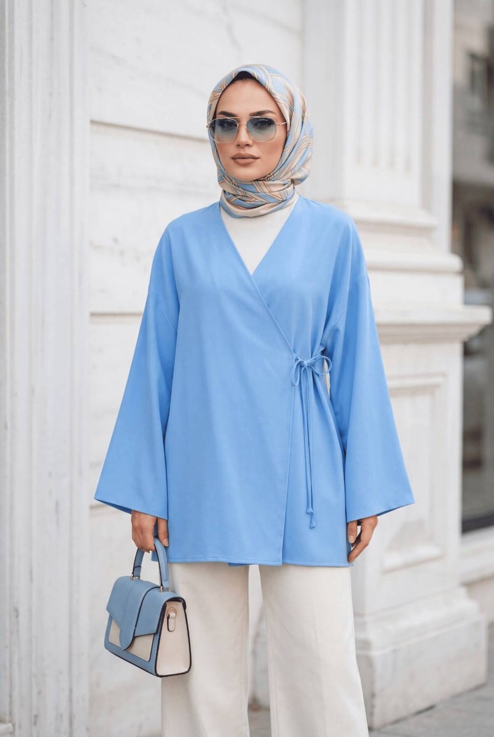 Uslular Bordo Kruvaze Yaka Yandan Bağlamalı Kimono Tunik