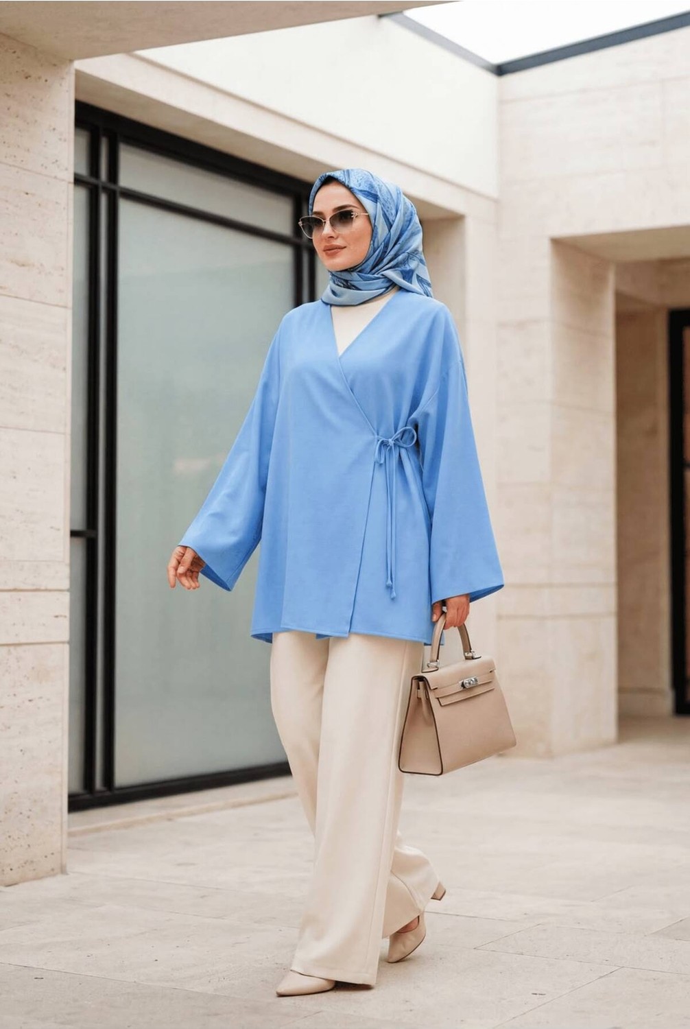 Uslular Bordo Kruvaze Yaka Yandan Bağlamalı Kimono Tunik görsel 6