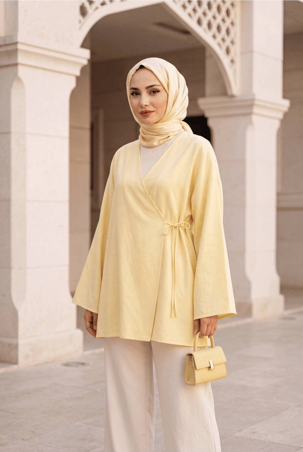 Uslular Bordo Kruvaze Yaka Yandan Bağlamalı Kimono Tunik