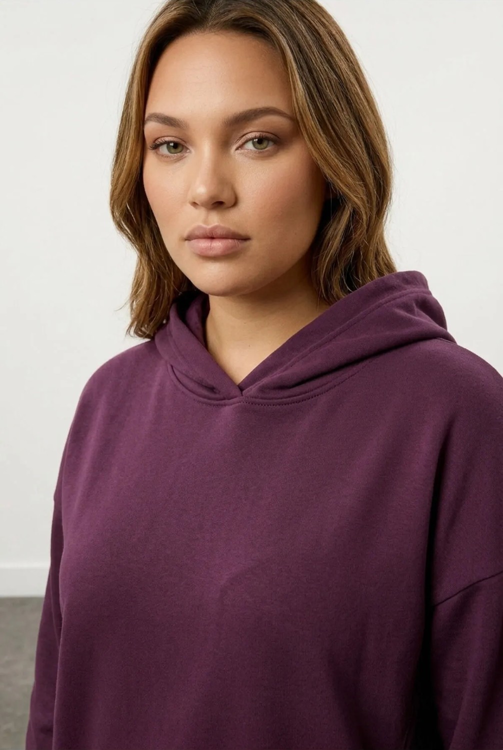 Büyük Beden Kadın Kapüşonlu Uzun Kollu Mor Sweatshirt Esnek Kumaş Özelliği ile 304288 görsel 7