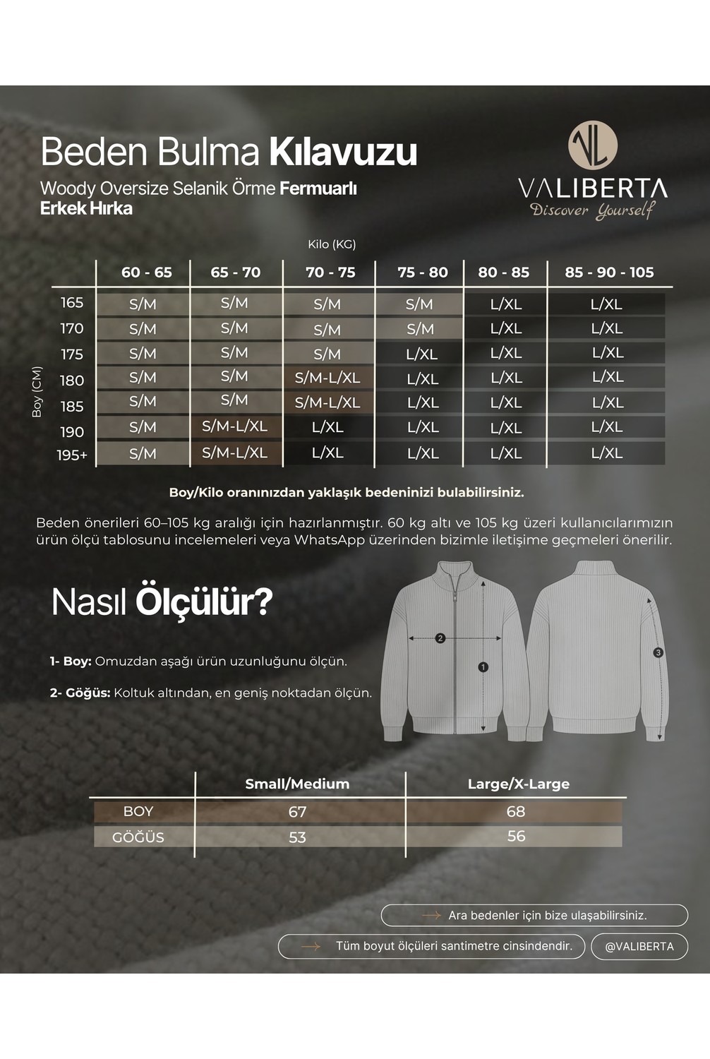 Valiberta Woody Oversize Selanik Örme Fermuarlı Erkek Hırka- Füme görsel 7