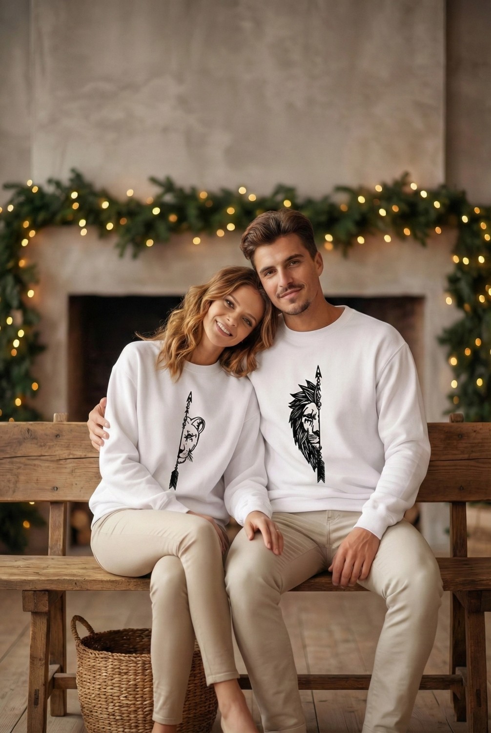 Hace Bazaar Sevgililer Günü Baskılı Oversize Bisiklet Yaka Sweatshirt - Beyaz görsel 2