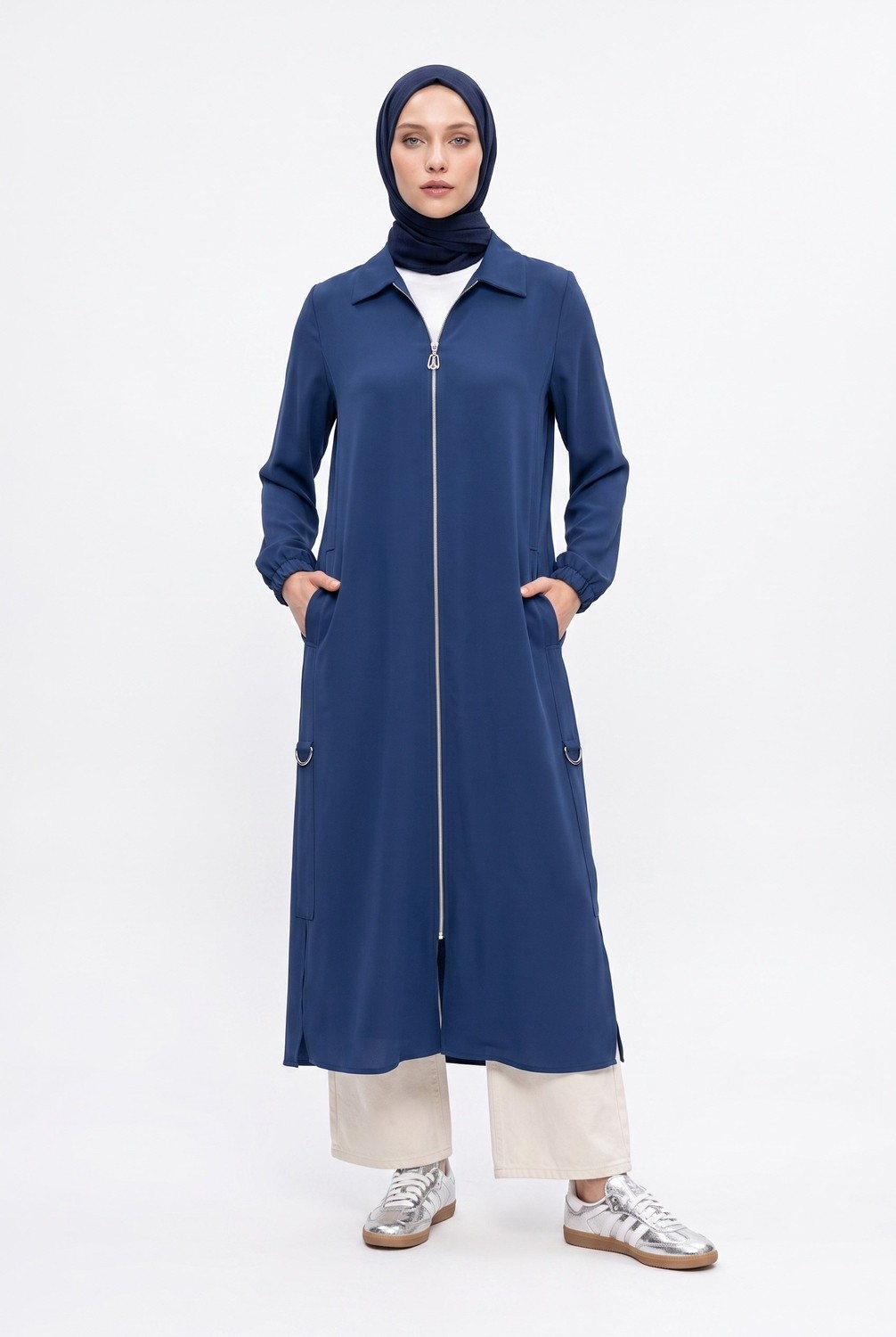 Armine Trend Fermuarlı Cep Detaylı Kap Indigo 26YT502