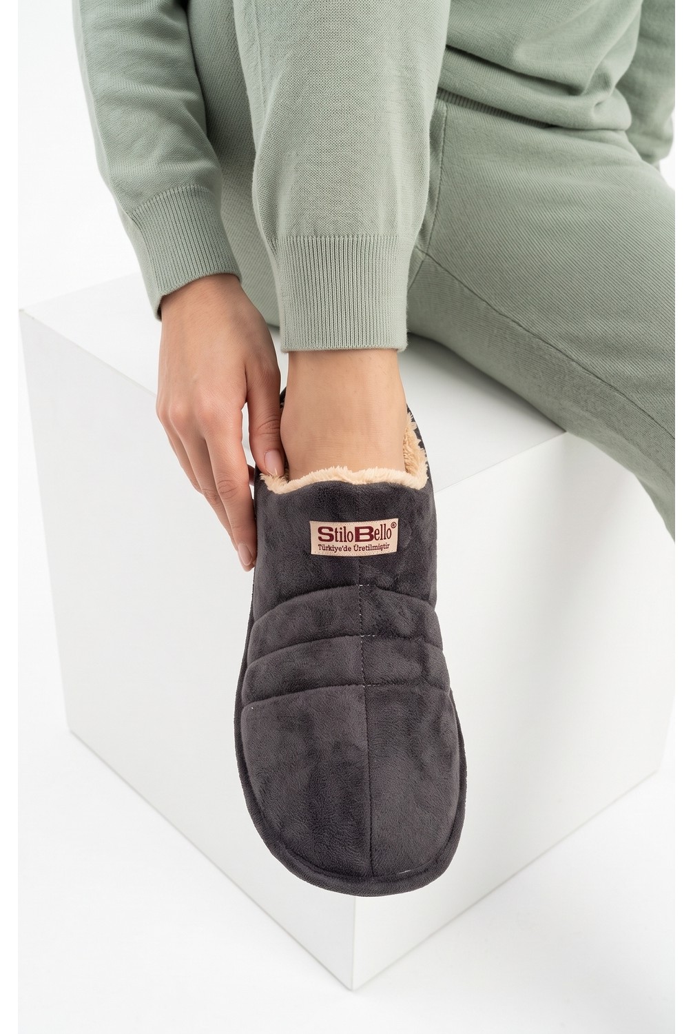 Nmoda Unisex Şık Kışlık Ev Terliği Içi Peluş Sıcak Tutan Kapalı Panduf Yumuşak Tabanlı Hafif Rahat Ev Botu görsel 4