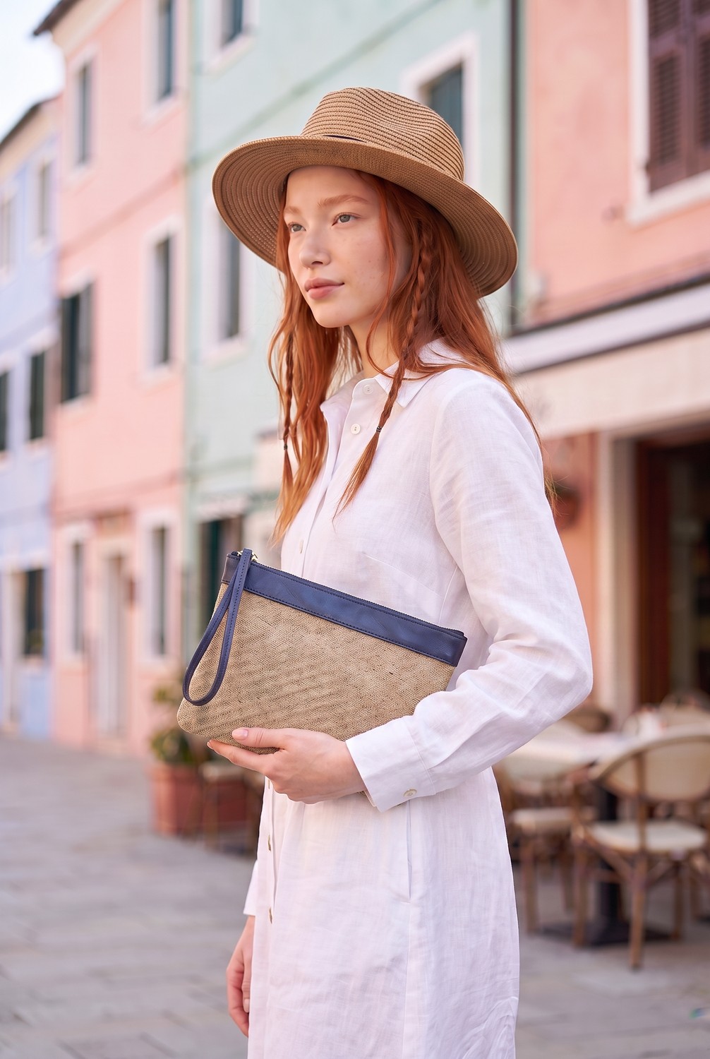 Glondy Jolie Hasır Kadın Portföy & Clutch El Çantası Lacivert