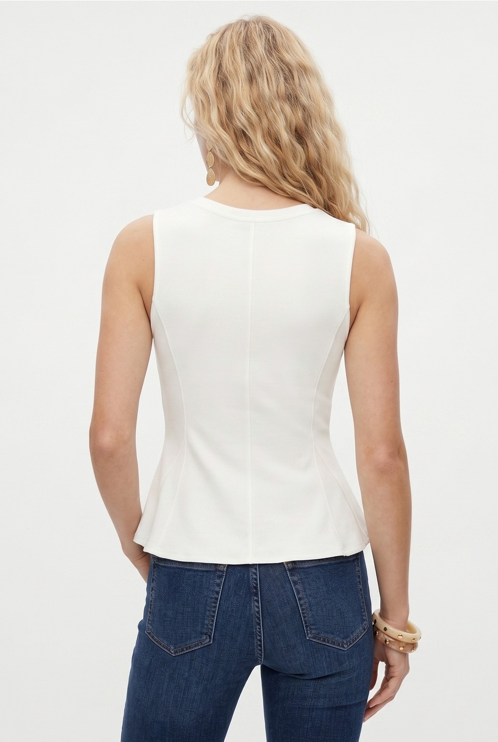 Ritnice Kadın Rowe %100 Pamuk Peplum Sıfır Kol Kahverengi Bluz görsel 5
