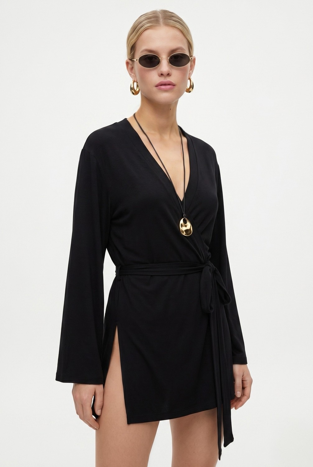 Ritnice Kadın Briana Ultra Soft Siyah Kimono