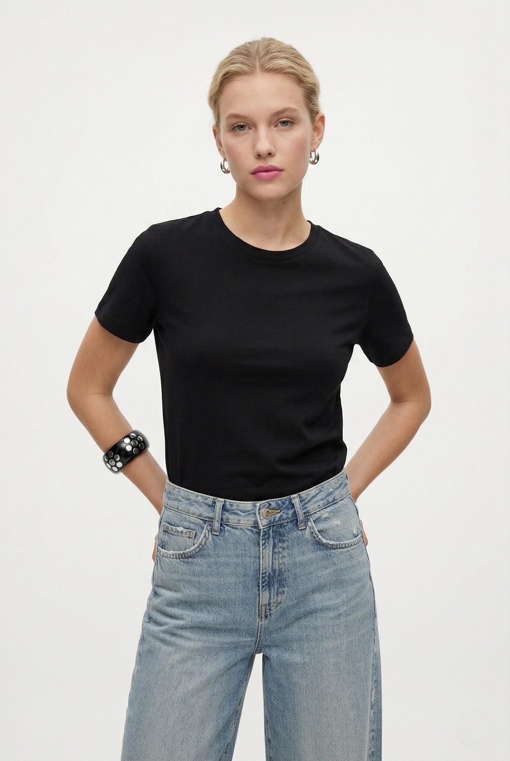 Ritnice Kadın Vicky Basic Siyah ve Beyaz 2'li T-Shirt görsel 2