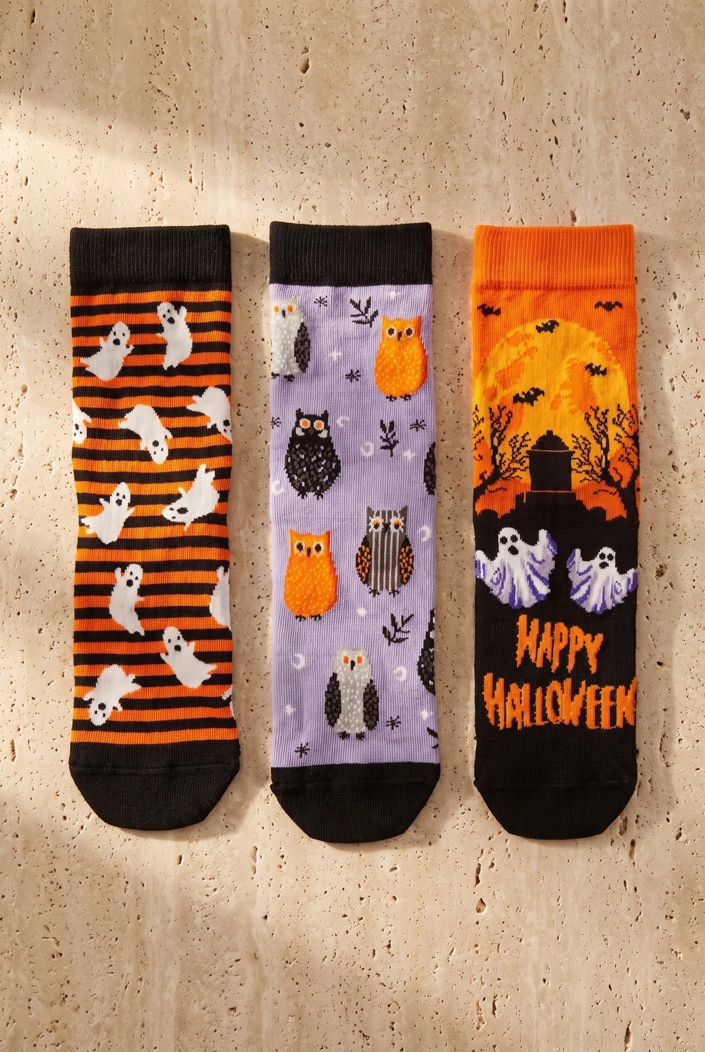 Katia & Bony Unisex 3'lü Halloween Kutulu Pamuklu Çok Renkli Soket Çorap görsel 6