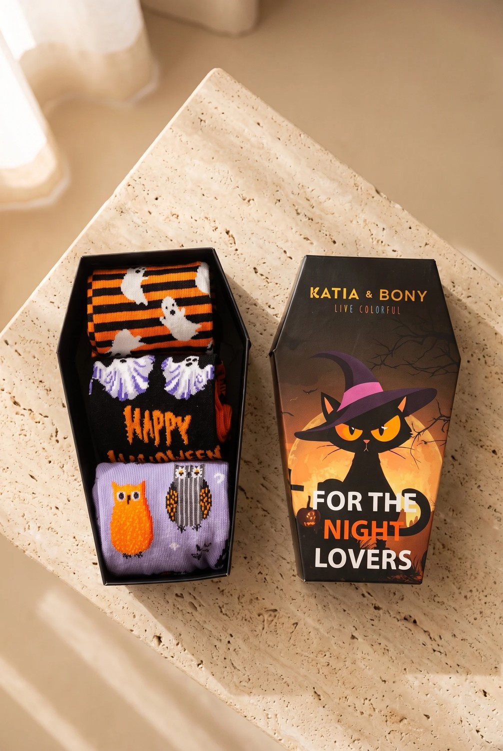 Katia & Bony Unisex 3'lü Halloween Kutulu Pamuklu Çok Renkli Soket Çorap görsel 7