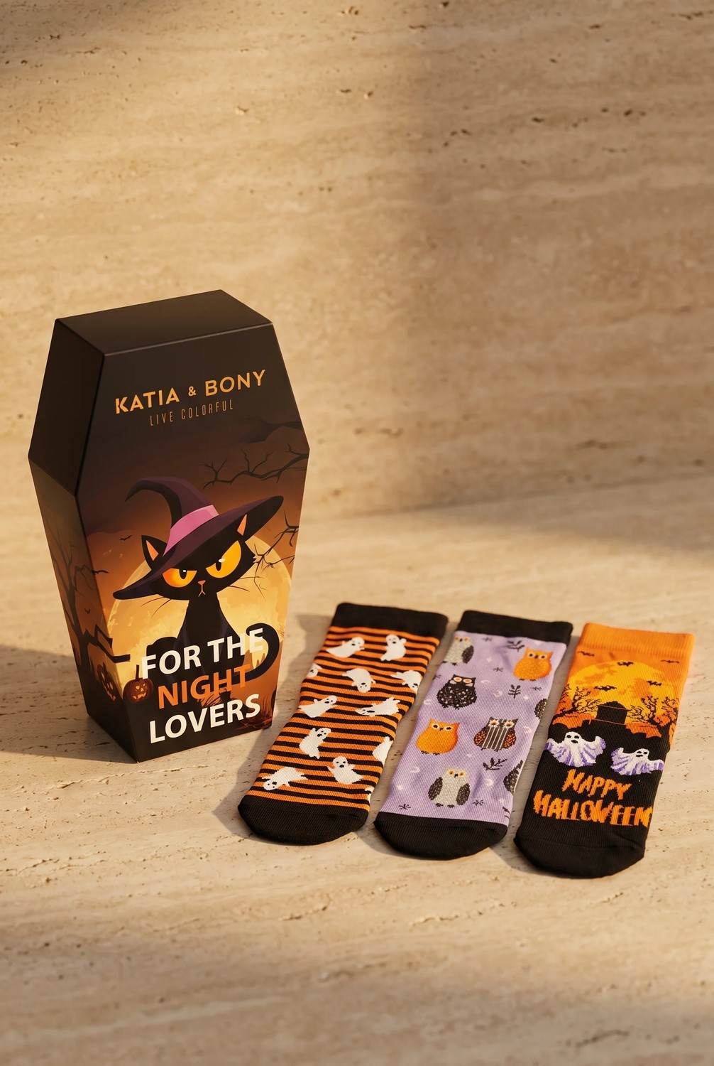 Katia & Bony Unisex 3'lü Halloween Kutulu Pamuklu Çok Renkli Soket Çorap