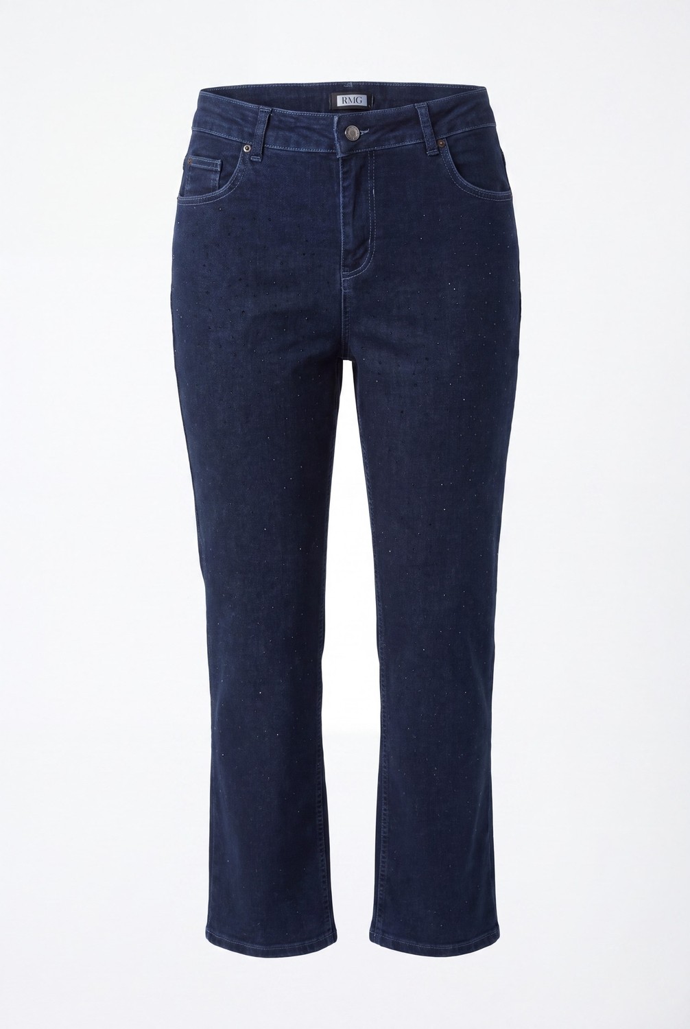 Rmg Serpme Taş Detaylı Boru Paça Büyük Beden Denim Pantolon Lacivert görsel 2