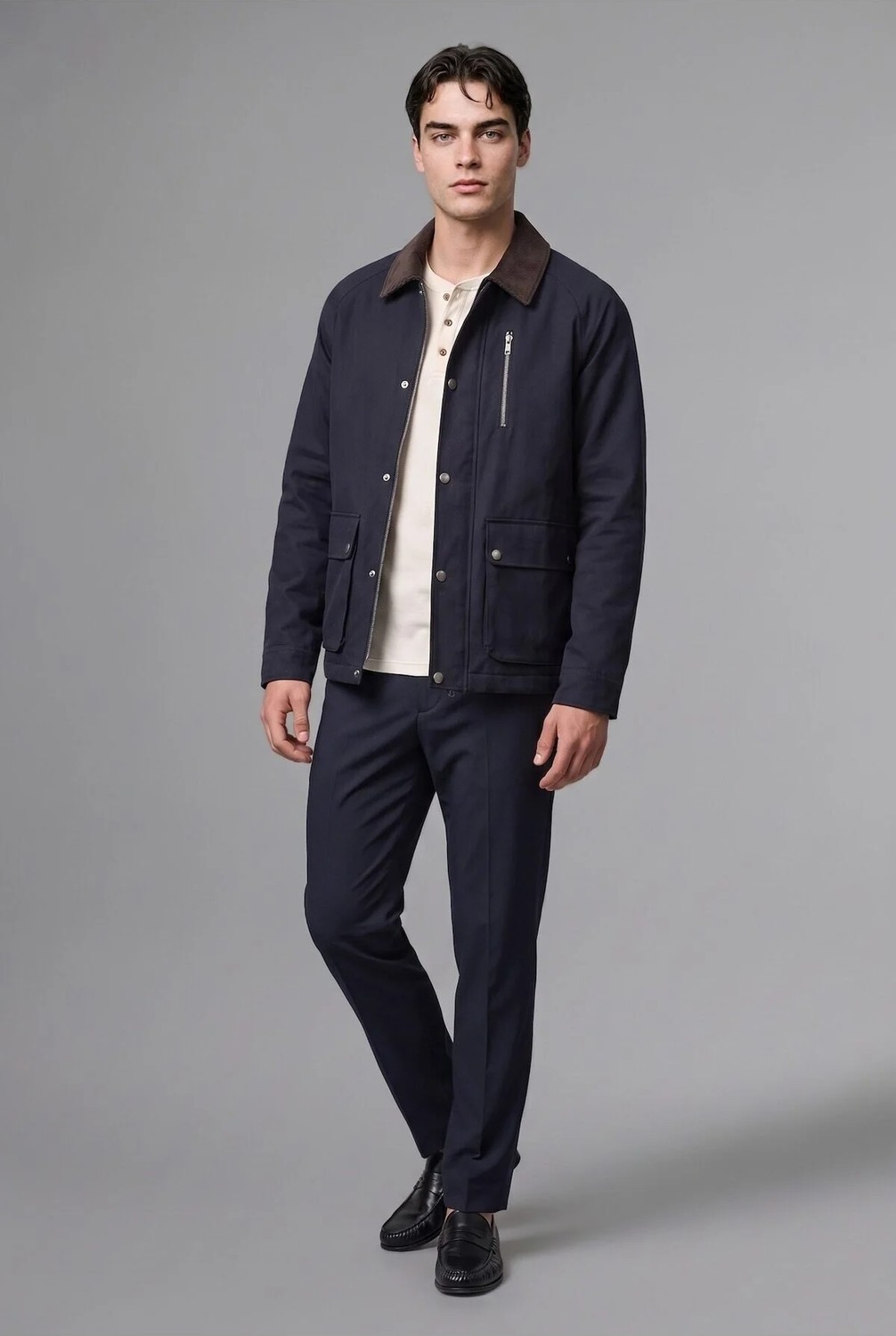 DeFacto Regular Fit Polo Yaka Cepli Kadife Yaka Fermuarlı Astarlı Mont F0814AX25AU