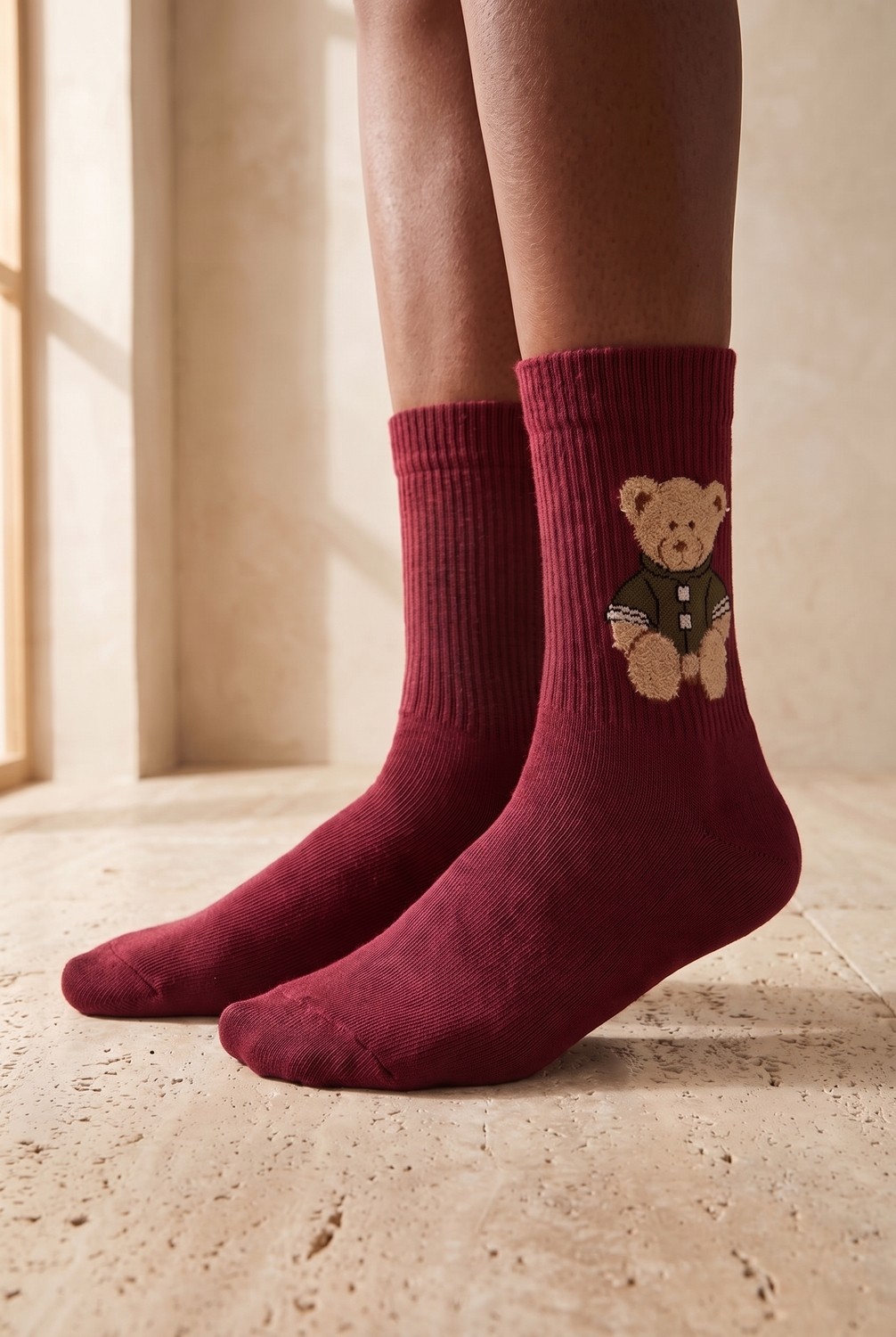 Katia & Bony Unisex Teddy Desenli Soket Çorap Ekru