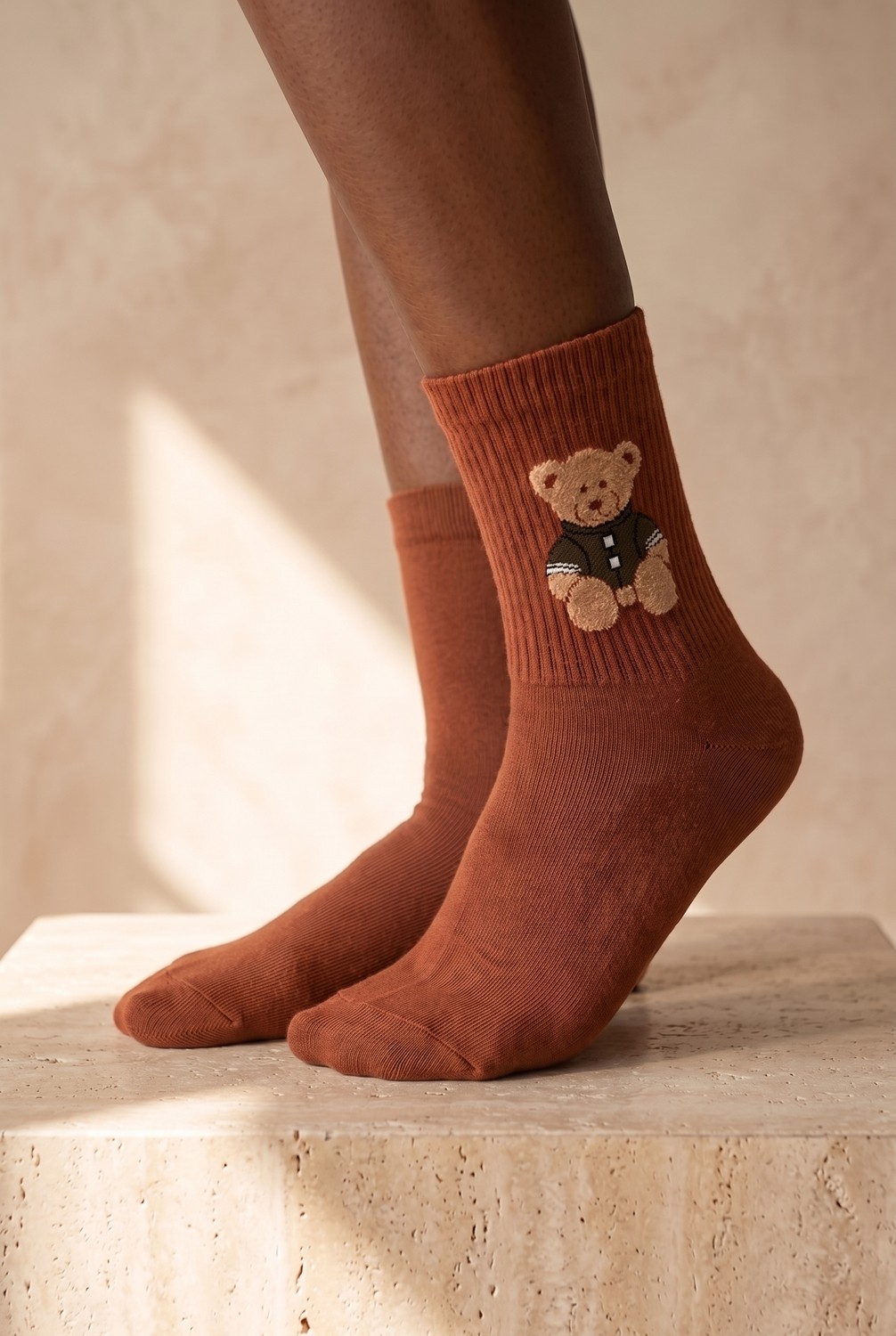 Katia & Bony Unisex Teddy Desenli Soket Çorap Ekru