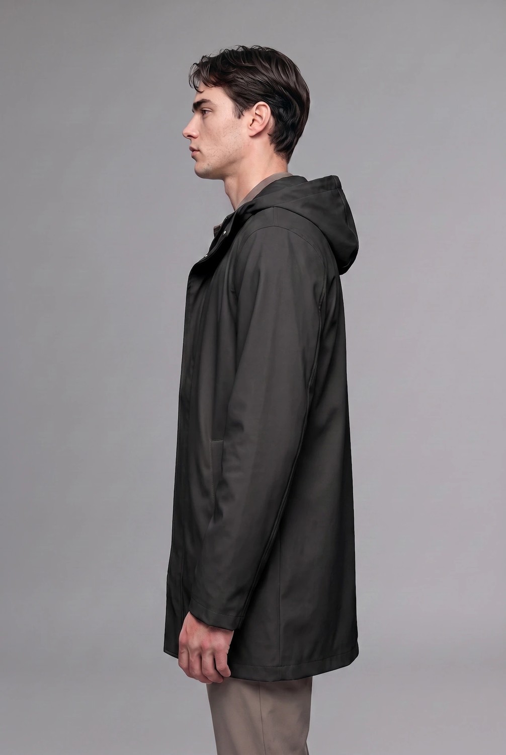 DeFacto Regular Fit Su Geçirmez Kapüşonlu Astarlı Çıtçıtlı Suni Deri Parka H2892AX26AU görsel 3