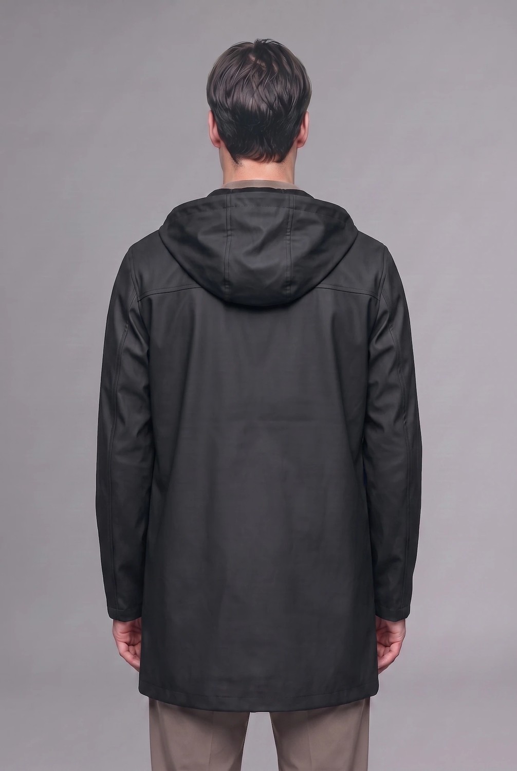 DeFacto Regular Fit Su Geçirmez Kapüşonlu Astarlı Çıtçıtlı Suni Deri Parka H2892AX26AU görsel 4