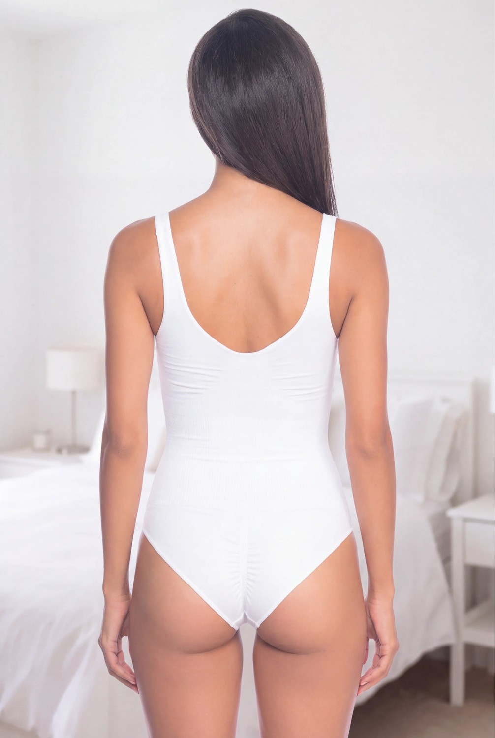 Melonika Premium Beyaz Rengi Kadın Korse Body Kalın Askılı Ln görsel 2
