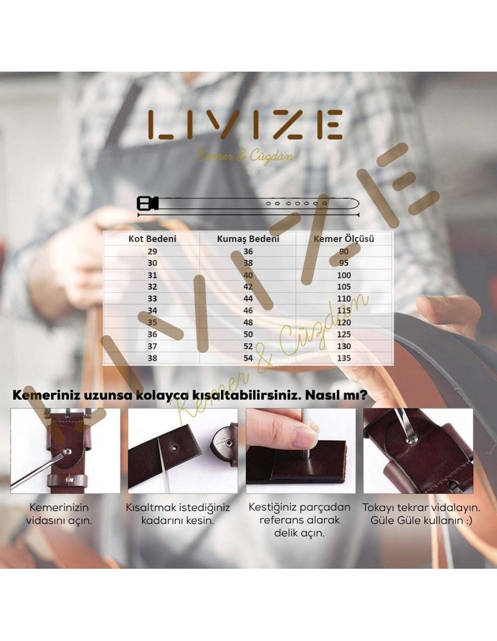 Livize 2'li Hakiki Manda Derisi Siyah Tokalı Erkek Kemeri 4cm görsel 6