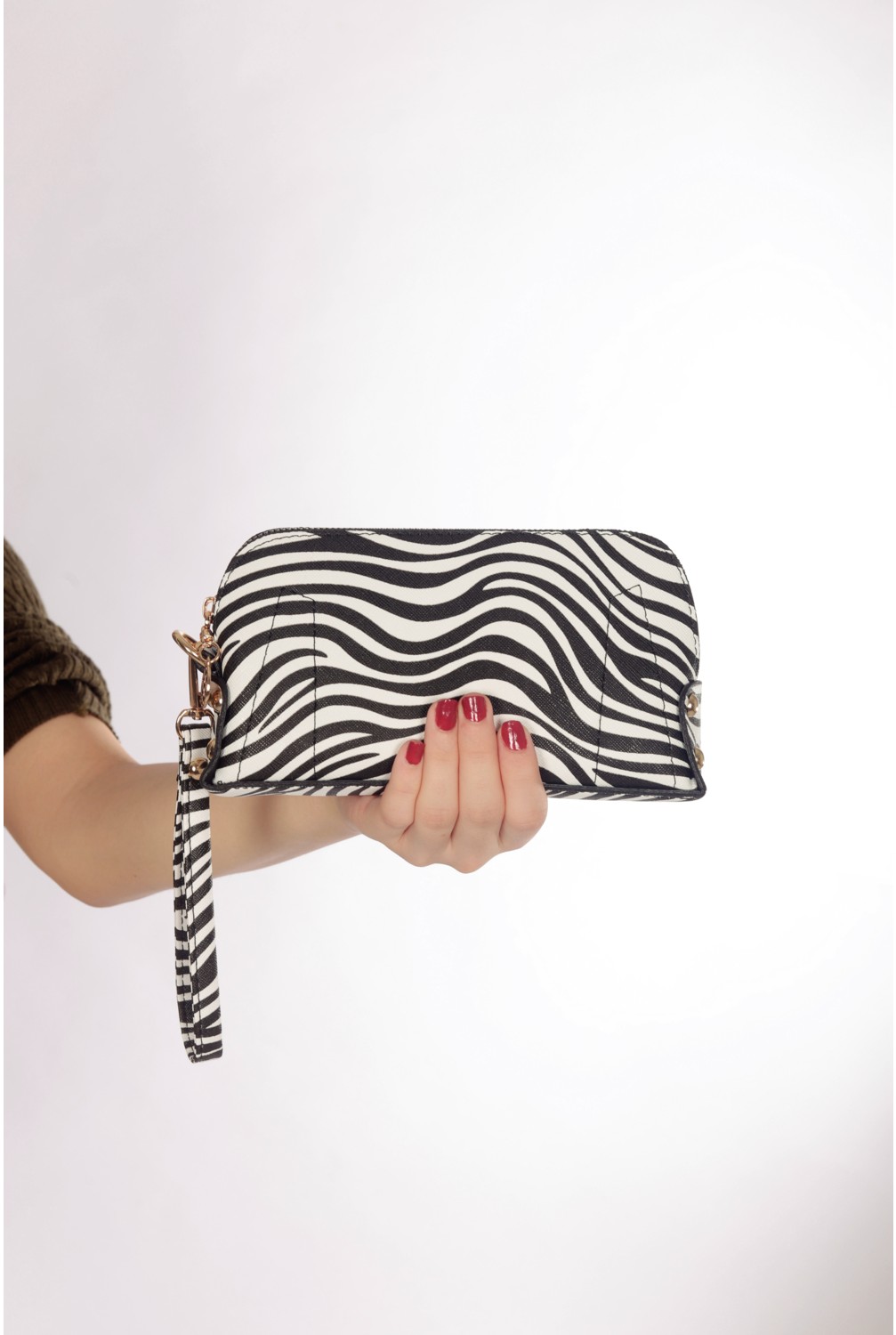 Bag Molly El Çantası Orta Boy Telefon Çantası Siyah Çizgili Desen görsel 6