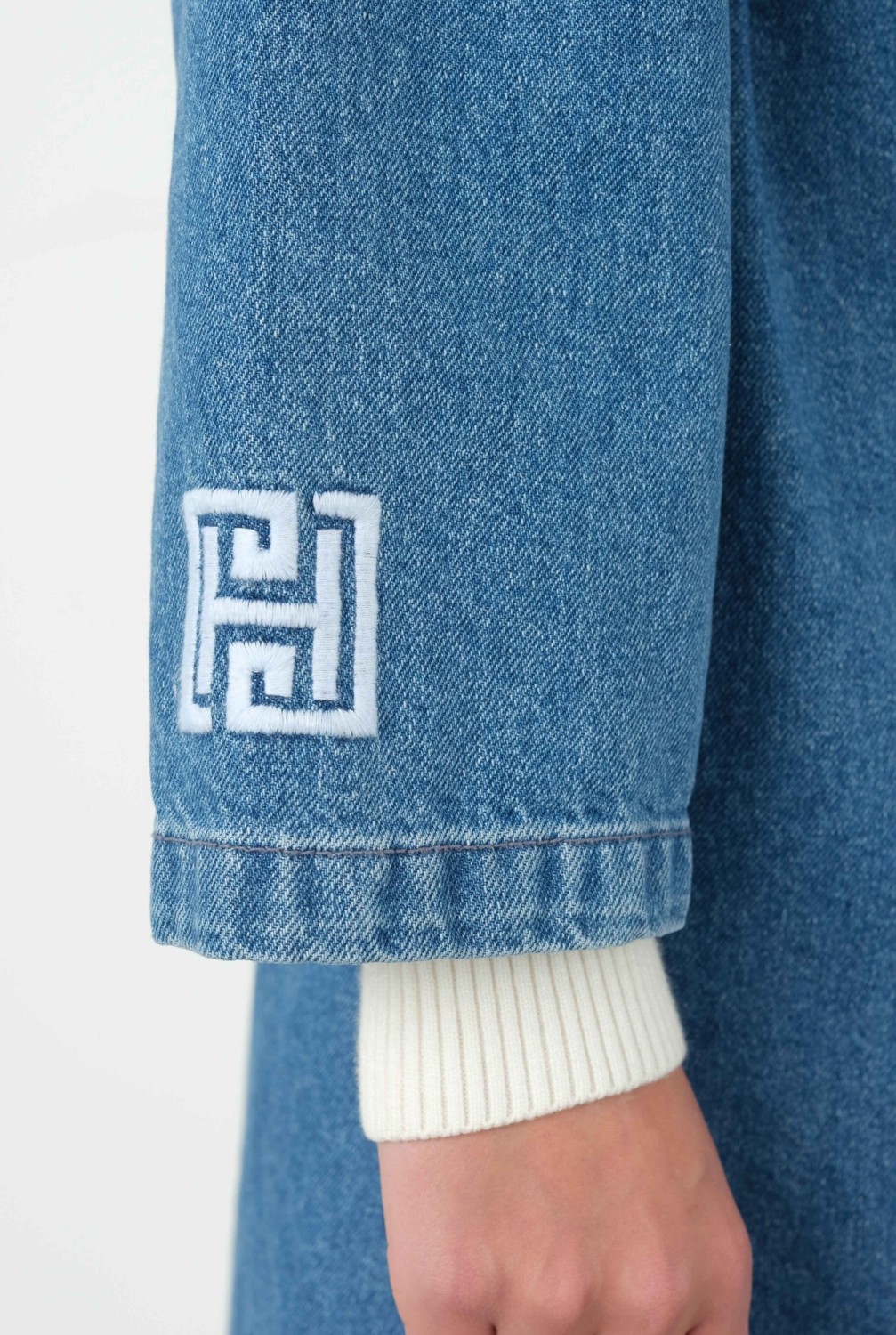 HE-QA Denim Trençkot Mavi görsel 3