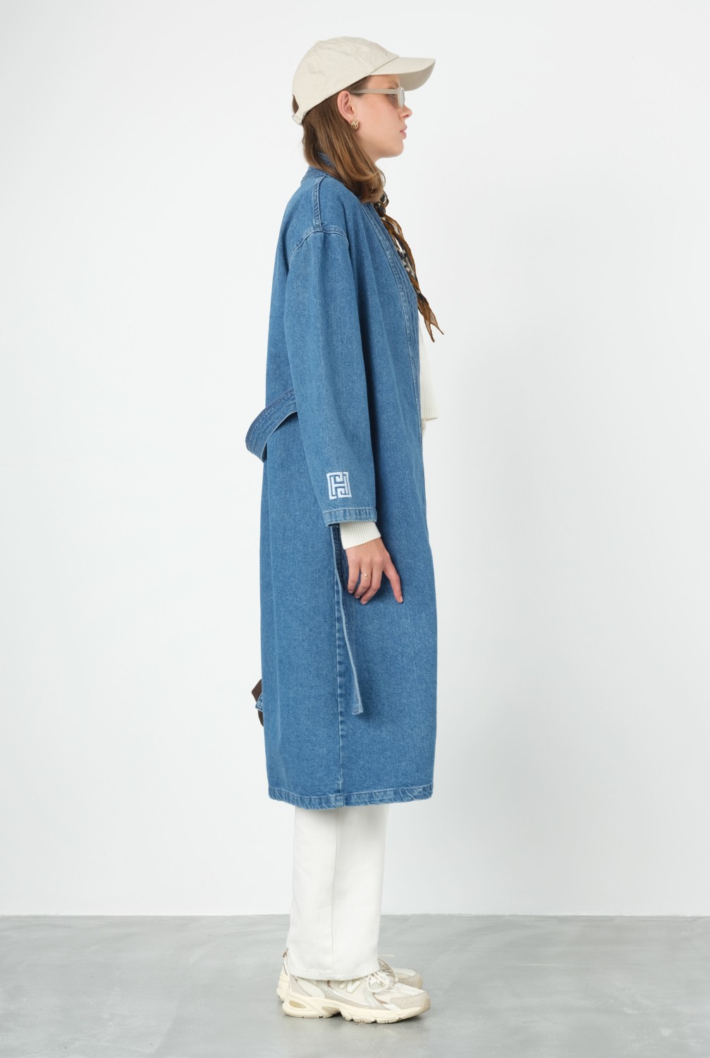 HE-QA Denim Trençkot Mavi görsel 5