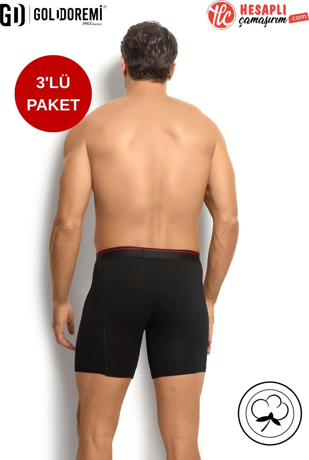 Jiber Erkek Premium 3'lü Katlama Yapmaz Pamuklu Likralı Esnek Çok Rahat Uzun Boxer görsel 5
