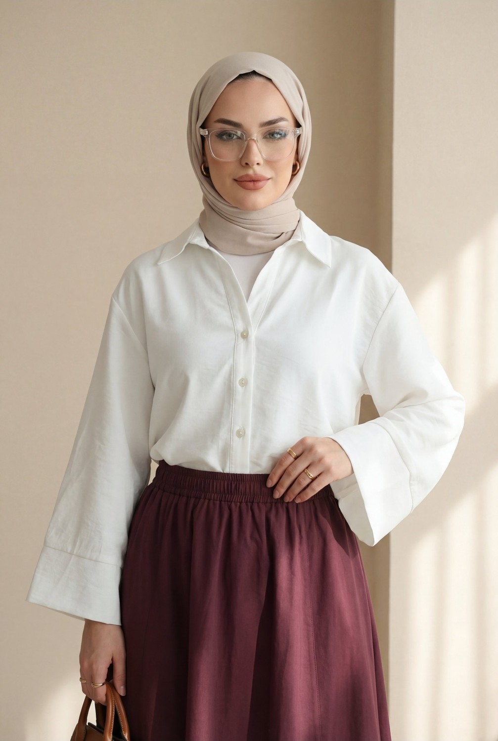 Moda Morfo V Yaka Düğmeli Yarım Kol Modal Gömlek -Laci