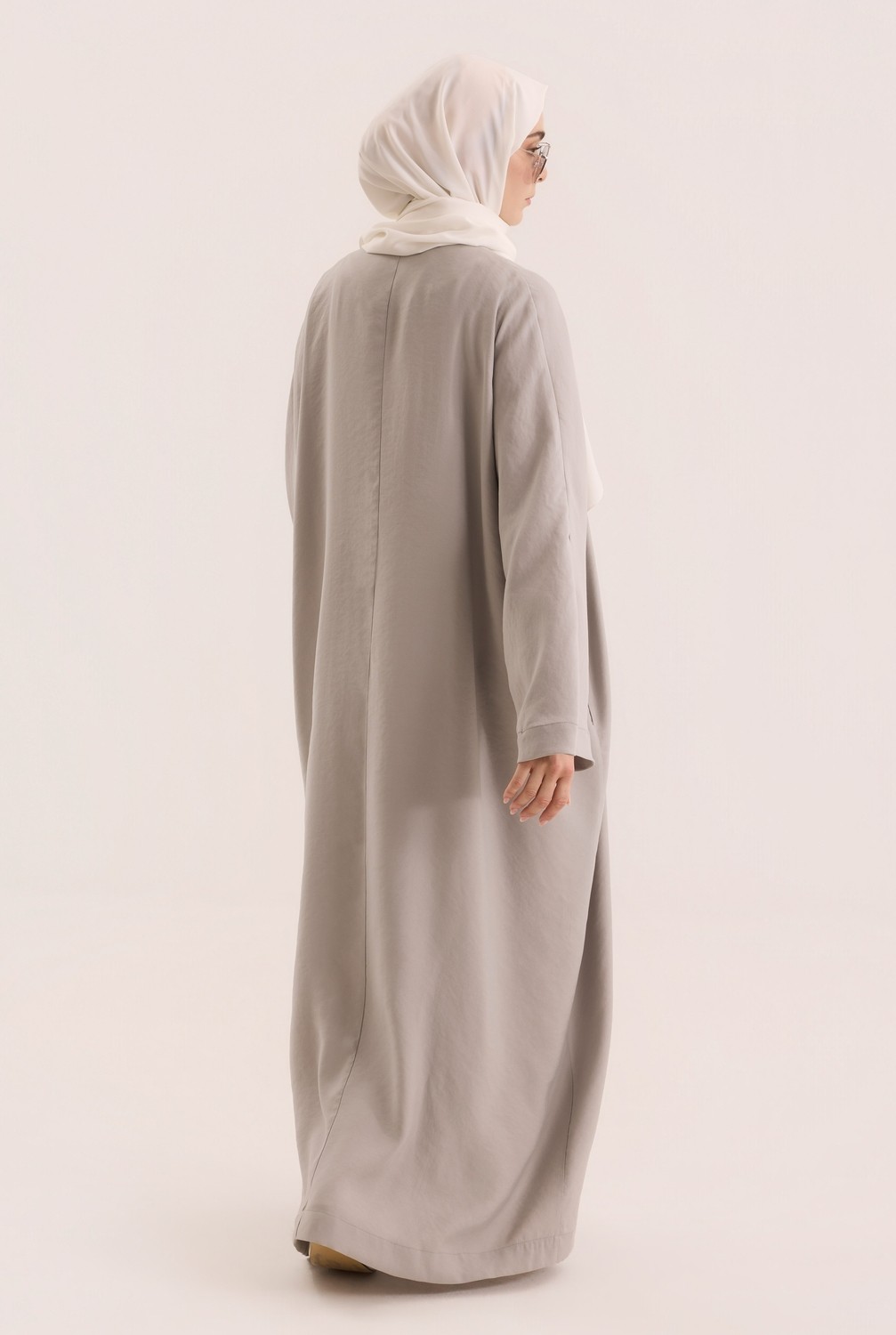 HE-QA Çin Düğmeli Abaya Gri görsel 5