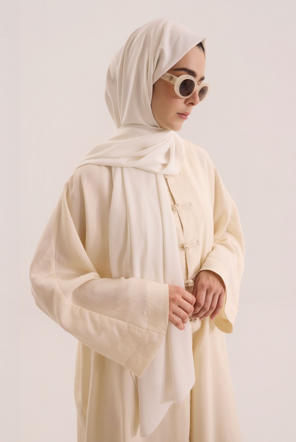 HE-QA Çin Düğmeli Abaya Gri görsel 8
