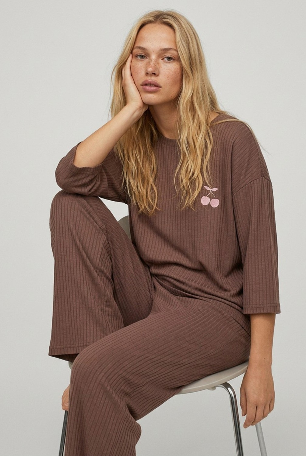 Siyah İnci Su Yeşili Soft Touch Ince Örme Nakışlı Pijama Takım görsel 7