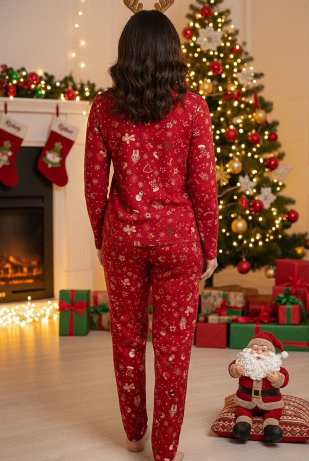 Siyah İnci Siyah Yumuşak Dokulu Süet Örme Pijama Takım 7983 görsel 3