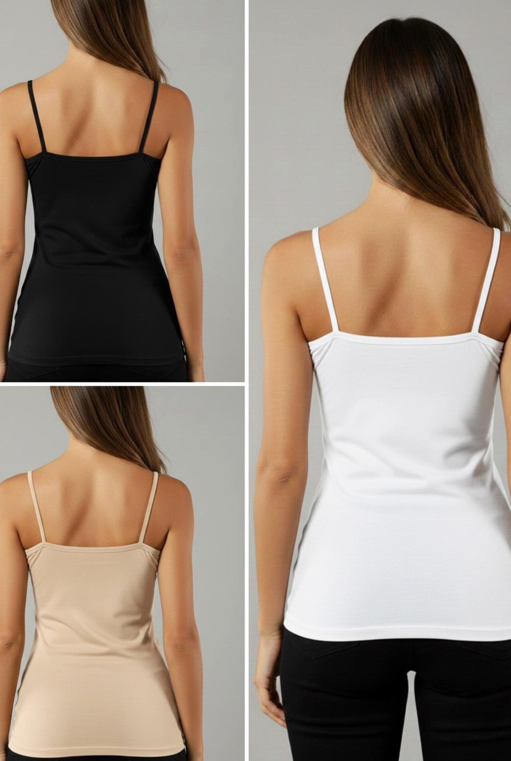 Siyah İnci 3\'lü Paket Pamuklu Likralı Ip Askılı Askılı Örme T-Shirt Atlet 1003 görsel 5