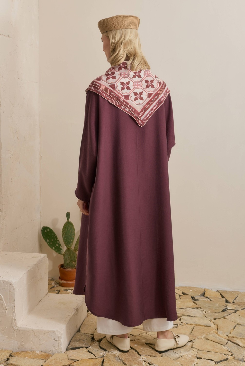 HE-QA Tensel Midi Abaya Mürdüm görsel 4