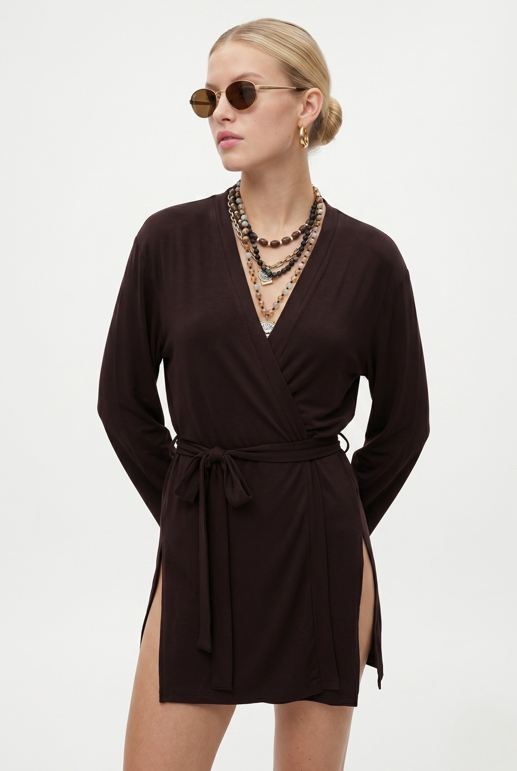 Ritnice Kadın Briana Ultra Soft Siyah Kimono