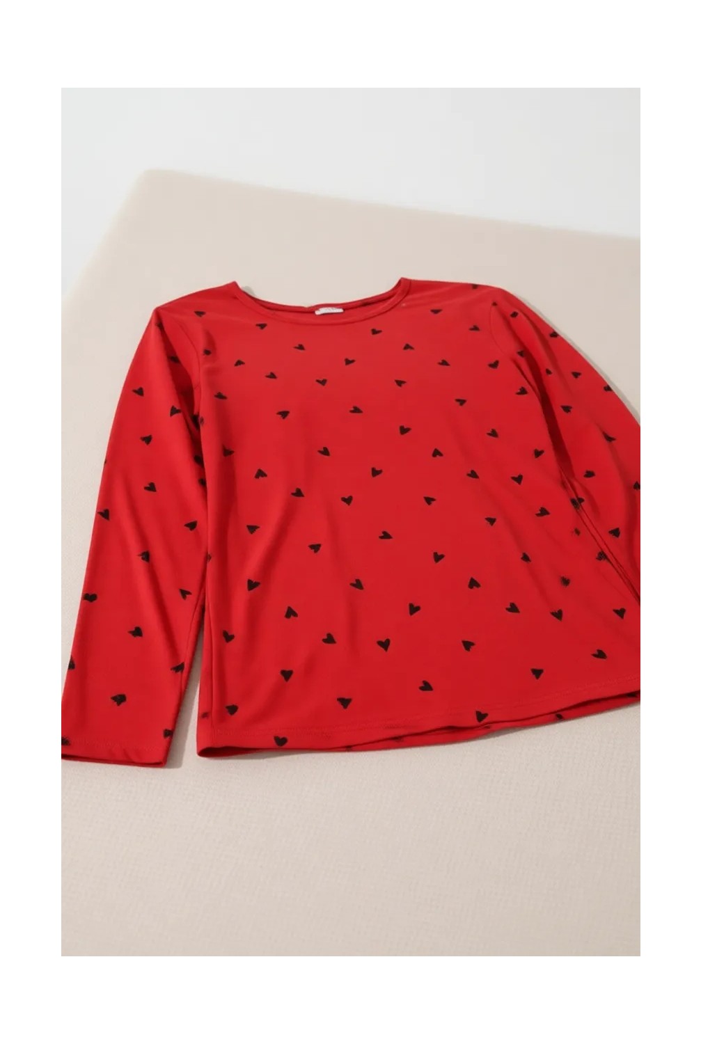 Siyah İnci Kadın Siyah Kalp Desenli Curve Büyük Beden Battal Boy Pamuklu Pijama Takımı Rahat Kesim görsel 6