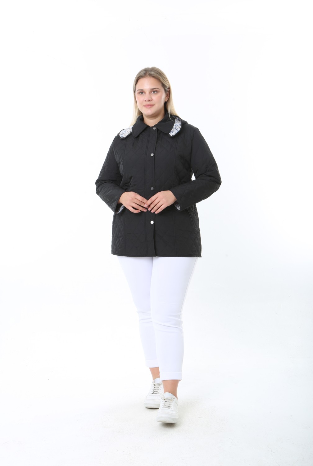 TUTveAL Collection Kapitone Mont, Büyük Beden Mont, Baharlık, Büyük Beden Ceket, Kapüşonlu, Suya Dayanıklı Mont