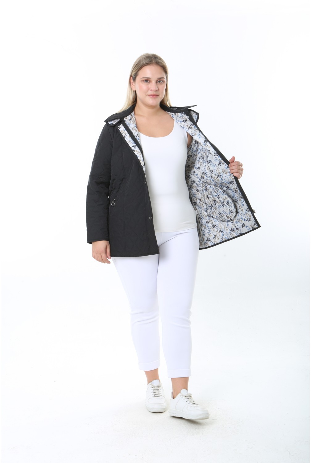 TUTveAL Collection Kapitone Mont, Büyük Beden Mont, Baharlık, Büyük Beden Ceket, Kapüşonlu, Suya Dayanıklı Mont görsel 3