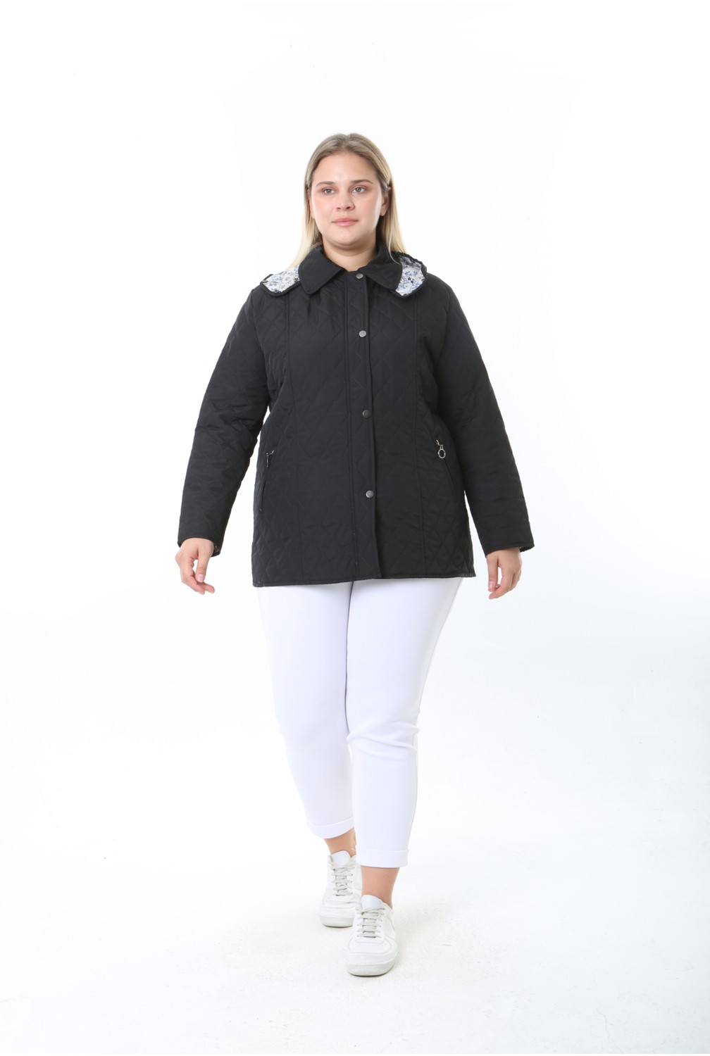 TUTveAL Collection Kapitone Mont, Büyük Beden Mont, Baharlık, Büyük Beden Ceket, Kapüşonlu, Suya Dayanıklı Mont görsel 4